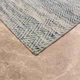 Neer Kavya – Hand Woven Wool Rug in Sky Blue/Cream