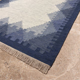 Indra Rekha – Hand Woven Wool Rug in Indigo/Cream