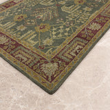 Zariyah Bloom – Hand Tufted Wool Rug in Sage Green/Maroon