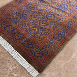 Yamuna - Hand Knotted Wool Rug in Rust Brown/Royal Blue