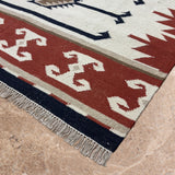 Kiaan Dastaan – Hand Woven Wool Rug in Cream/Terracotta