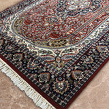 Suhaila - Hand Knotted Wool Rug in Crimson Red/Midnight Blue