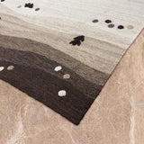 Dhara Rekha – Hand Woven Wool Rug in Taupe/Cream