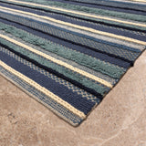 Samudra Raag – Hand Woven Wool Rug in Teal Blue/Ivory