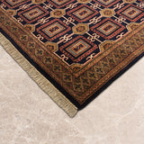 Konya – Hand Knotted Wool Rug in Navy Blue/Rust