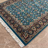 Samudra - Hand Knotted Wool Rug in Teal Blue/Deep Charcoal