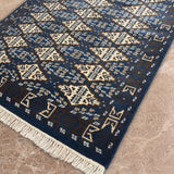 Aneesh - Hand Knotted Wool Rug in Cobalt Blue/Ivory