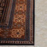 Khusboo – Hand Knotted Wool Rug in Navy Blue/Mustard