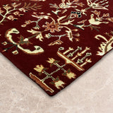 Gulrez-e-Shaam – Hand Tufted Wool Rug in Maroon/Cream