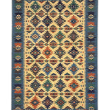 Aazaan – Handwoven Cotton Rug in Blue/Yellow