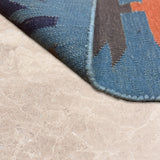 Aazaan – Handwoven Cotton Rug in Blue/Yellow