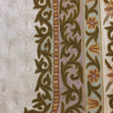 Aranya Bloom – Chain Stitch Embroidery Cotton Rug in Cream/Olive Green