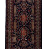 Neelgar Junoon – Hand Knotted Wool Rug in Navy Blue/Red