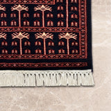 Neelambara Chahat – Hand Knotted Wool Rug in Navy Blue/Wine Red
