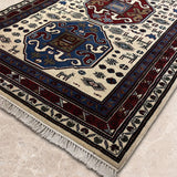 Safar-e-Junoon – Hand Knotted Wool Rug in Beige/Blue