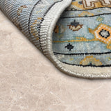Neelam-e-Sahar – Hand Knotted Wool Rug in Blue/Mustard