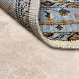 Nazneen-e-Aab – Hand Knotted Wool Rug in Blue/Cream