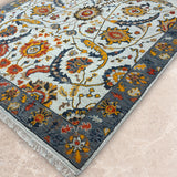 Gulnaar – Hand Knotted Wool Rug in Grey/White