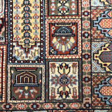 Shatranj - Hand Knotted Wool Rug in Rust Red/Pale Blue