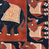 Gajendra - Hand Knotted Wool Rug in Rust/Midnight Blue
