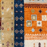 Sutravan – Hand Knotted Wool Rug in Orange/Navy Blue