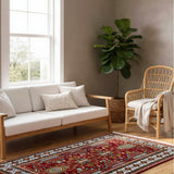 Laalkaar – Hand Knotted Wool Rug in Red/Cream