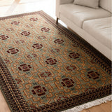 Vanaraj – Hand Knotted Wool Rug in Olive Green/Brown