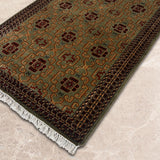 Vanaraj – Hand Knotted Wool Rug in Olive Green/Brown