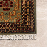 Vanaraj – Hand Knotted Wool Rug in Olive Green/Brown