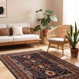 Aghor – Hand Knotted Wool Rug in Maroon/Navy Blue