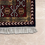 Aghor – Hand Knotted Wool Rug in Maroon/Navy Blue