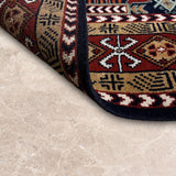 Aghor – Hand Knotted Wool Rug in Maroon/Navy Blue