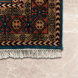 Neelvan – Hand Knotted Wool Rug in Turquoise Blue/Rust