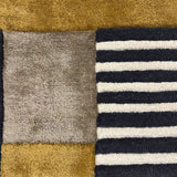Measured Stillness – Hand Tufted Wool Rug in Teal Blue/Mustard