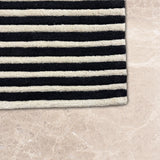 Measured Stillness – Hand Tufted Wool Rug in Teal Blue/Mustard