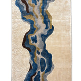 Tidal Trance – Hand Tufted Wool Rug in Teal Blue/Beige
