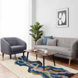 Tidal Trance – Hand Tufted Wool Rug in Teal Blue/Beige