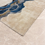 Tidal Trance – Hand Tufted Wool Rug in Teal Blue/Beige