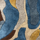 Tidal Trance – Hand Tufted Wool Rug in Teal Blue/Beige