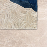 Tidal Trance – Hand Tufted Wool Rug in Teal Blue/Beige