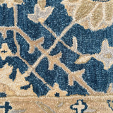 Aab-e-gulshan – Hand Tufted Wool Rug in Teal Blue/Sand