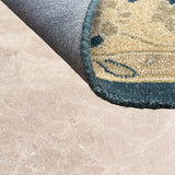 Aab-e-gulshan – Hand Tufted Wool Rug in Teal Blue/Sand