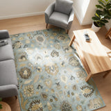 Safina Noor – Hand Tufted Wool Rug in Dusty Blue/Beige