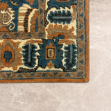Zarif Dalan – Hand Tufted Wool Rug in Rust/Teal Blue