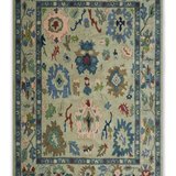 Sabz Gulshan – Hand Tufted Wool Rug in Sage Green/Slate Blue