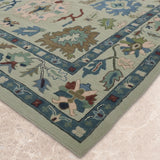 Sabz Gulshan – Hand Tufted Wool Rug in Sage Green/Slate Blue