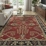 Mehr Shajar – Hand Tufted Wool Rug in Wine Red/Navy Blue