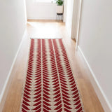Scarlet Current – Hand Woven Jute Rug in Ribbon Red/Beige