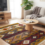 Amber Traverse – Hand Woven Jute Rug in Mustard Yellow/Maroon