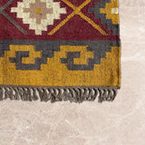 Amber Traverse – Hand Woven Jute Rug in Mustard Yellow/Maroon